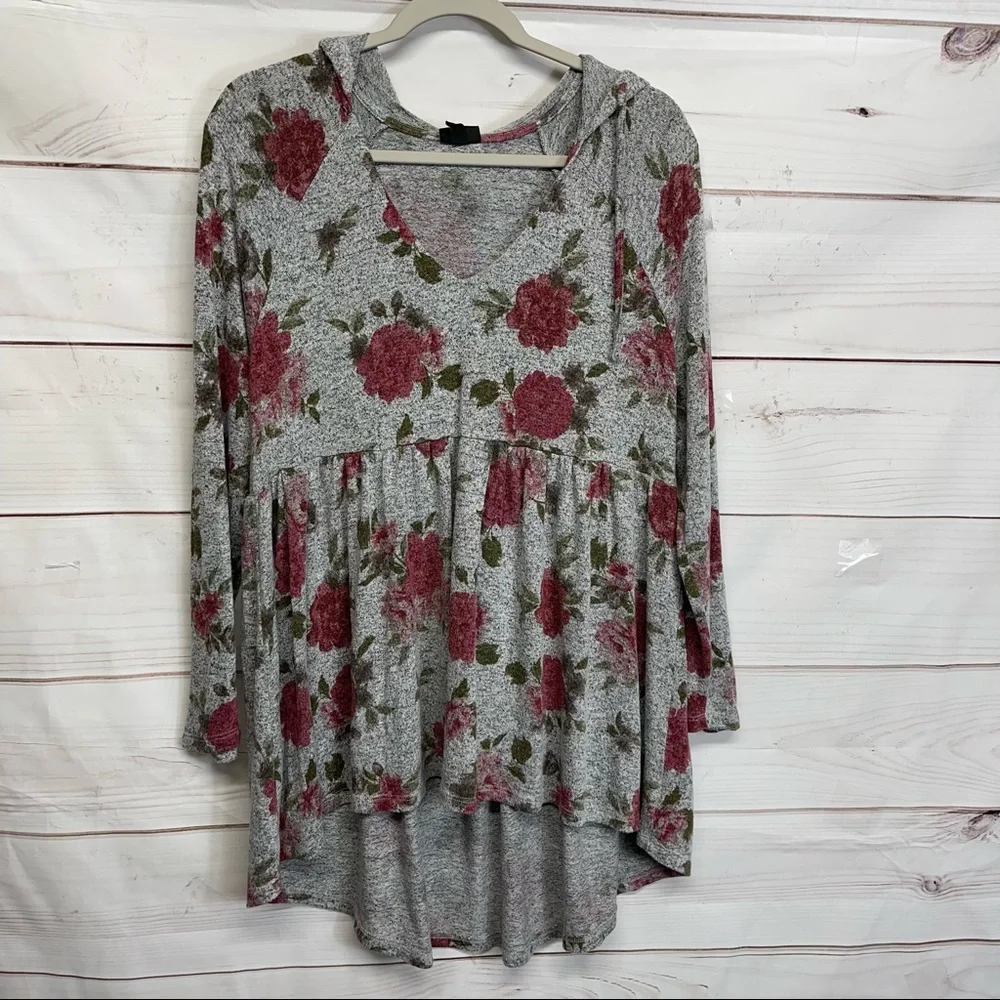 Torrid Super Soft Plush Floral Babydoll Hoodie - Picture 2 of 6